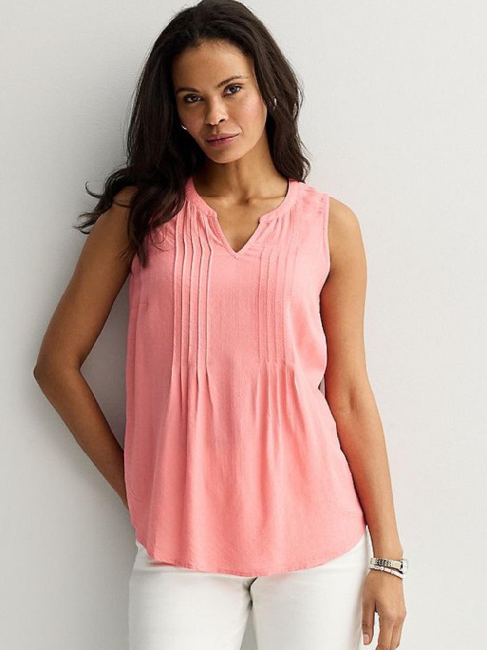 *NWT* Croft & Barrow Peach Pintuck Sleeveless Shell Top - Size XXL